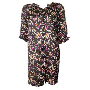 Collective Concepts Shirt Dress Womens Size S Small Black Feathers Smooth Light‎